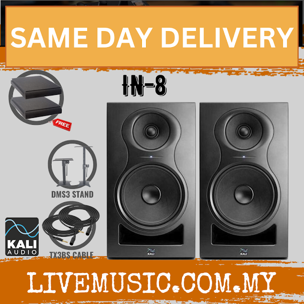 Kali Audio IN-8 8-inch Powered Studio Monitor with Monitor Stand, Isolation Pads & XLR Cable - Pair (IN8 / IN 8)