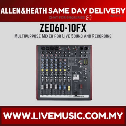Allen & Heath ZED60-10FX Mixer with USB and Effects ( ZED6010FX / ZED60 10FX )