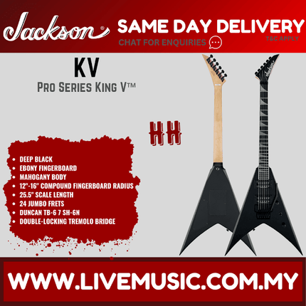 Jackson Pro Series King V KV Electric Guitar, Ebony FB, Deep Black