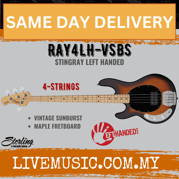 Sterling RAY4LH StingRay Ray4 Series Left Handed Electric Bass Guitar (RAY4 LH RAY4-LH)