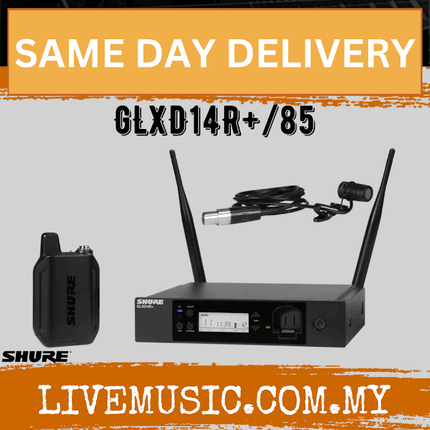 Shure GLXD14R+/85 Digital Wireless Rackmount Presenter System with WL185 Lavalier Microphone w/Hard Case ( GLXD14R+ / WL85 )
