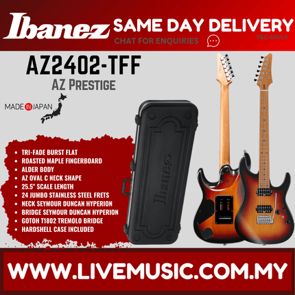 Ibanez Prestige AZ2402 Solidbody Electric Guitar MADE IN JAPAN -  Tri-Fade Burst Flat (AZ2402-TFF)