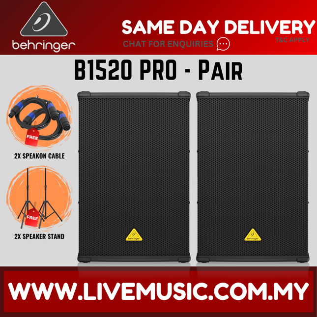 Behringer B1520 PRO 1200 Watt 15" Passive PA Loudspeaker w/Wireless Mic,Speaker Stand & Cable (B1520PRO B-1520 PRO)