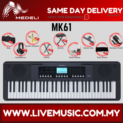 Medeli MK61 61 Key Educational Series Portable Keyboard - Black ( MK-61 MK 61 )