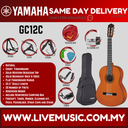 Yamaha GC12C Solid American Cedar Top Classical Guitar ( GC12C )