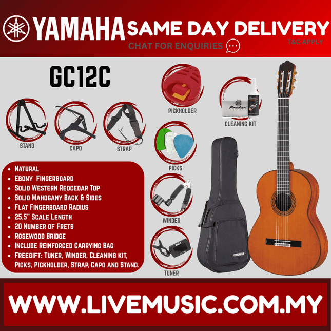 Yamaha GC12C Solid American Cedar Top Classical Guitar ( GC12C )