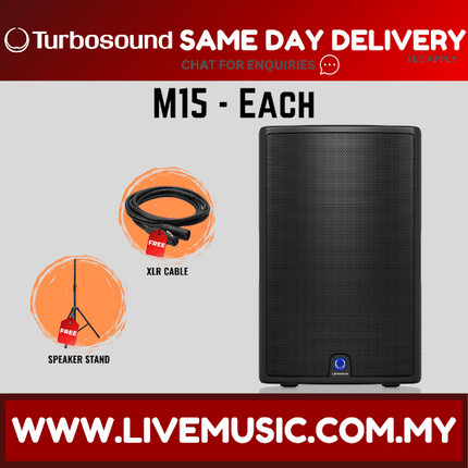 Turbosound Milan M15 1100-Watt 15" Powered Loudspeaker w/Wireless Mic, Speaker Stand And Cable - Pair ( M-15 / M 15 )