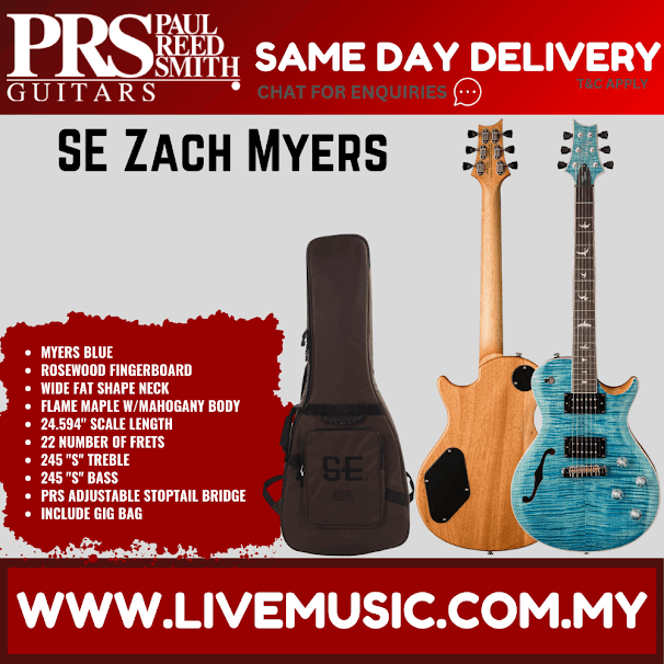PRS SE Zach Myers Electric Guitar w/GigBag, Rosewood FB, Myers Blue