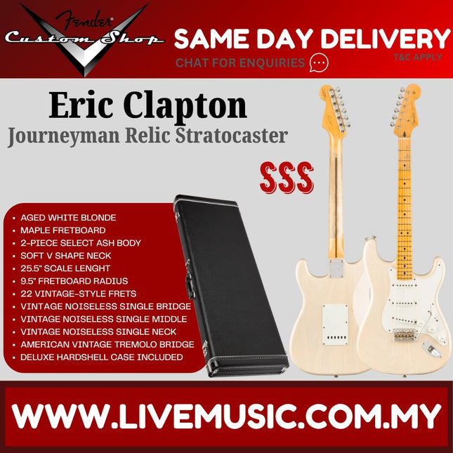 Fender Custom Shop Eric Clapton Signature Journeyman Relic Stratocaster, Maple FB, Aged White Blonde