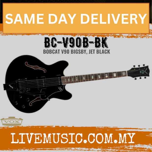 Vox Bobcat V90B Semi-hollow Electric Guitar - Black ( BC-V90B / BC V90B BK / BCV90B BK )