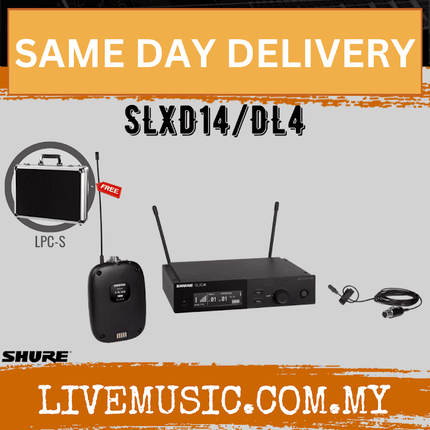 Shure SLXD14/DL4 Wireless System with SLXD1 Bodypack Transmitter and DL4 Lavalier Microphone ( SLXD SLXD14 DL4 / SLXD14DL4 )