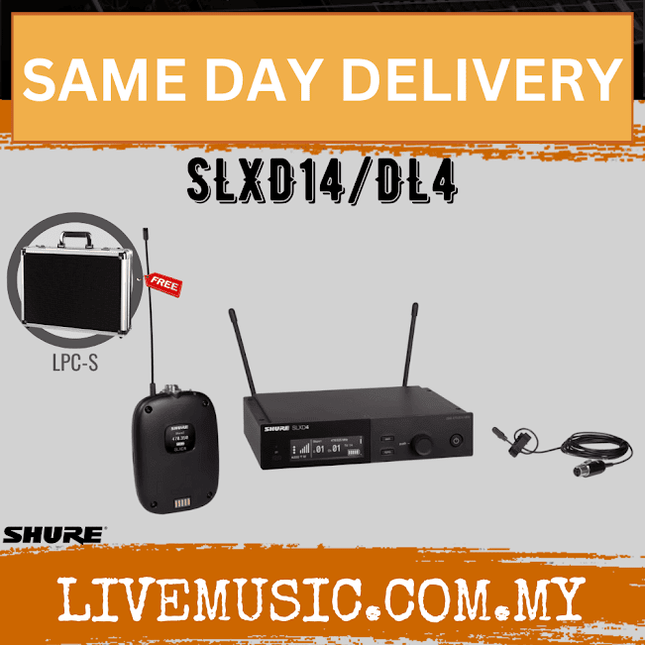 Shure SLXD14/DL4 Wireless System with SLXD1 Bodypack Transmitter and DL4 Lavalier Microphone ( SLXD SLXD14 DL4 / SLXD14DL4 )