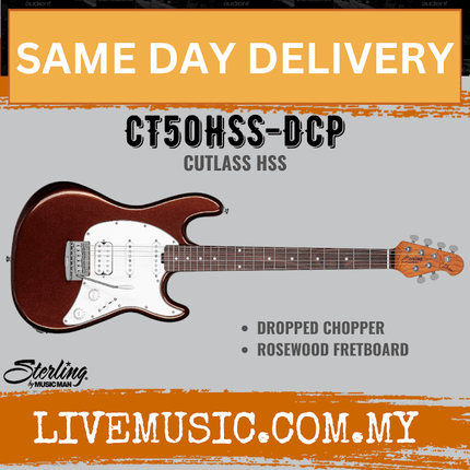 Sterling Cutlass CT50HSS Electric Guitar, Rosewood Fretboard - Dropped Chopper (CT50-HSS/CT 50HSS)