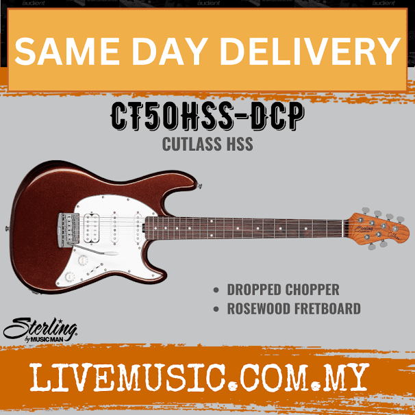 Sterling Cutlass CT50HSS Electric Guitar, Rosewood Fretboard - Dropped Chopper (CT50-HSS/CT 50HSS)