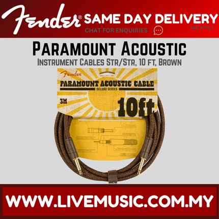 Fender Paramount Acoustic Instrument Cable, 10 ft, Brown