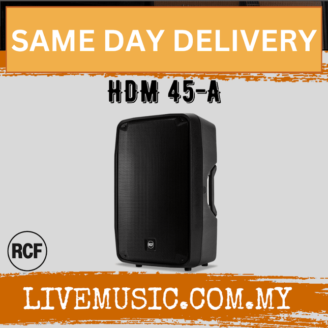 RCF HDM 45-A Active Two-way Professional Speaker With Speaker Stand and Cable - Each / Pair ( HDM45A / HDM 45 A )