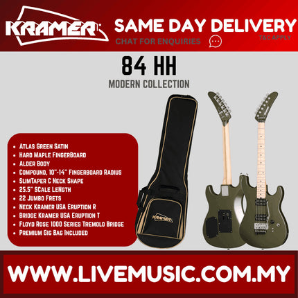 Kramer The 84 HH Electric Guitar with Premium Bag - Atlas Green Satin