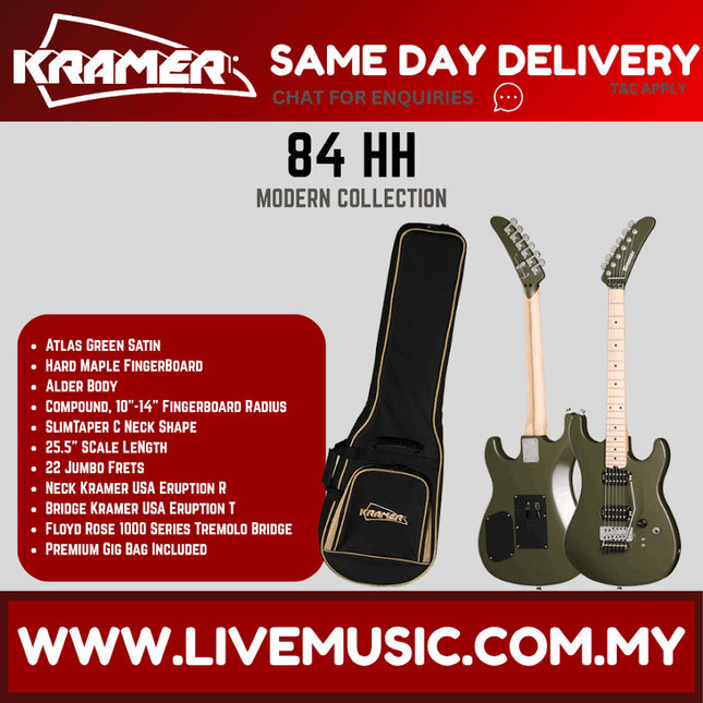 Kramer The 84 HH Electric Guitar with Premium Bag - Atlas Green Satin