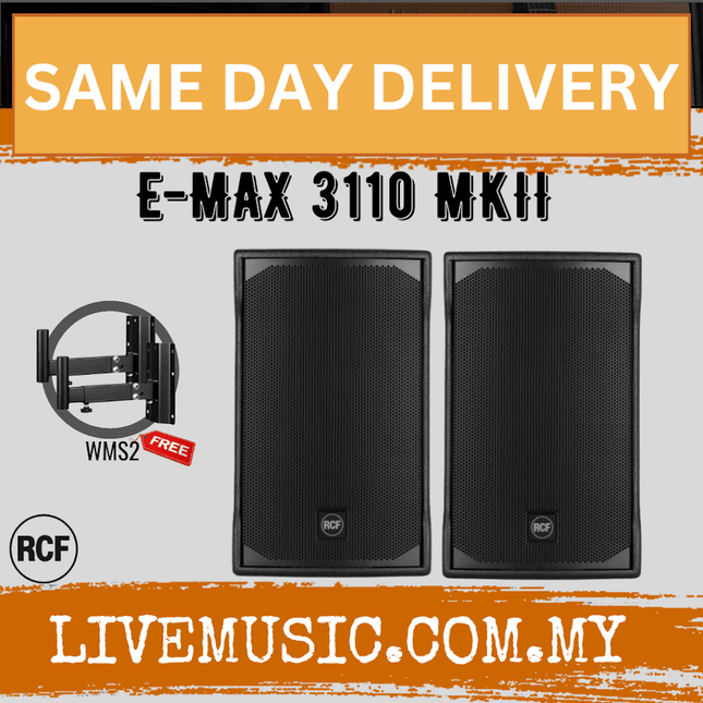 RCF E-MAX 3110 MKII HIGH POWER TWO-WAY SPEAKER WITH SPEAKER STAND AND CABLE ( EMAX3110 / E MAX 3110 / MKII )