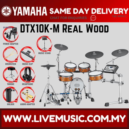 Yamaha DTX10K-M Electronic Drum Set With Amplifier And Drum Throne - Real Wood ( DTX10 / DTX10K / DTX10KM )