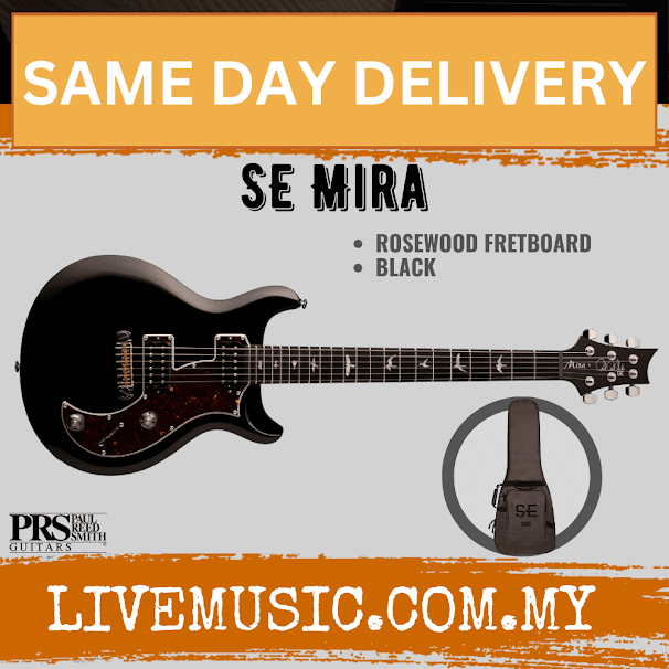 PRS SE Mira Electric Guitar with Bag - Black / Vintage Cherry