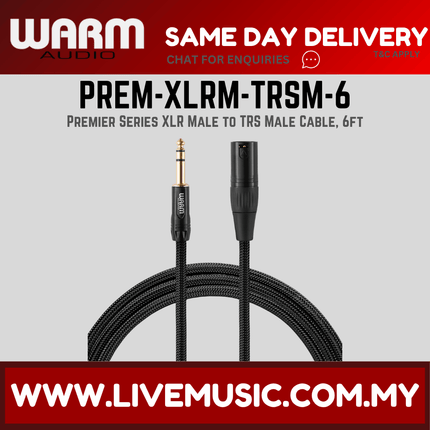 Warm Audio Premier Series XLR Male to TRS Male Cable, 6ft ( PREMXLRMTRSM6 PREM XLRM TRSM 6 )