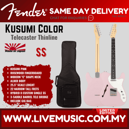 Fender MIJ Limited Kusumi Color Telecaster Thinline Electric Guitar, RW FB - Kusumi Pink