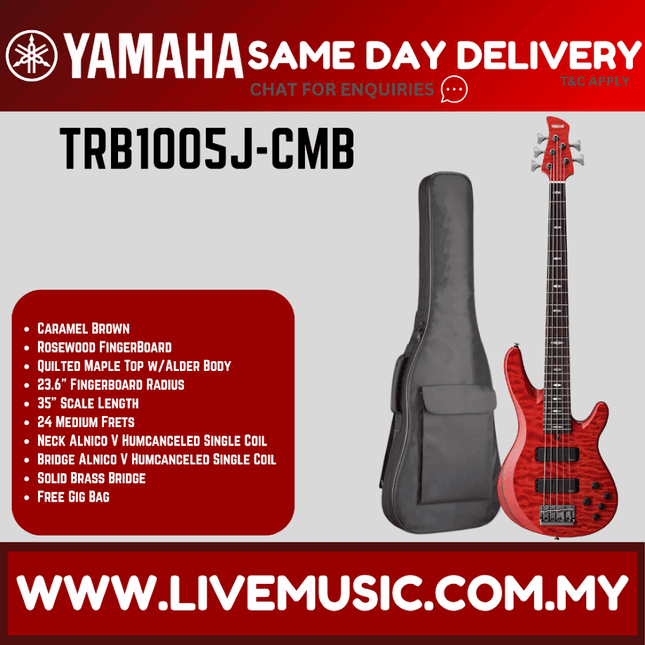 Yamaha TRB1005J 5-string Electric Bass Guitar - Caramel Brown ( TRB-1005J / TRB 1005J )