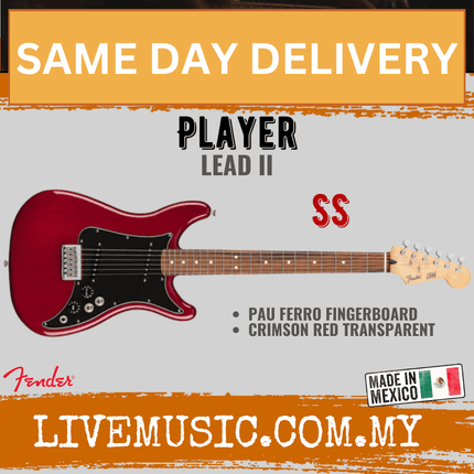 Fender Player Lead II Electric Guitar, Maple Fretboard - Crimson Red Transparent