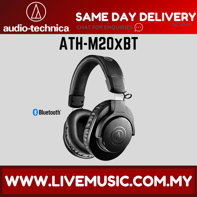 Black Audio-Technica ATH-M20xBT closed-back Bluetooth studio headphones