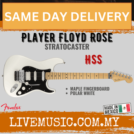 Fender Player HSS Floyd Rose Stratocaster Electric Guitar, Maple Fretboard - Polar White