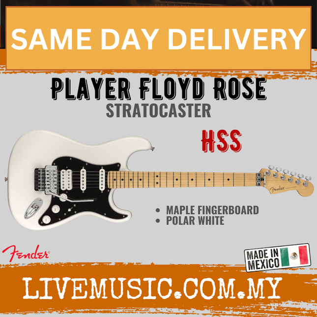 Fender Player HSS Floyd Rose Stratocaster Electric Guitar, Maple Fretboard - Polar White