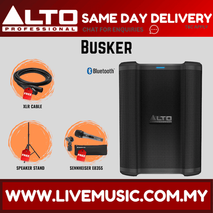 Alto Professional Busker Portable 200-watt Battery-powered PA Speaker With Microphone Speaker Stand