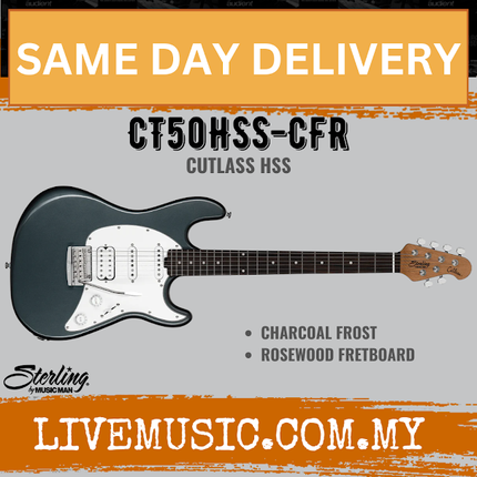 Sterling Cutlass CT50HSS Electric Guitar, Rosewood Fretboard - Charcoal Frost (CT50-HSS/CT 50HSS)