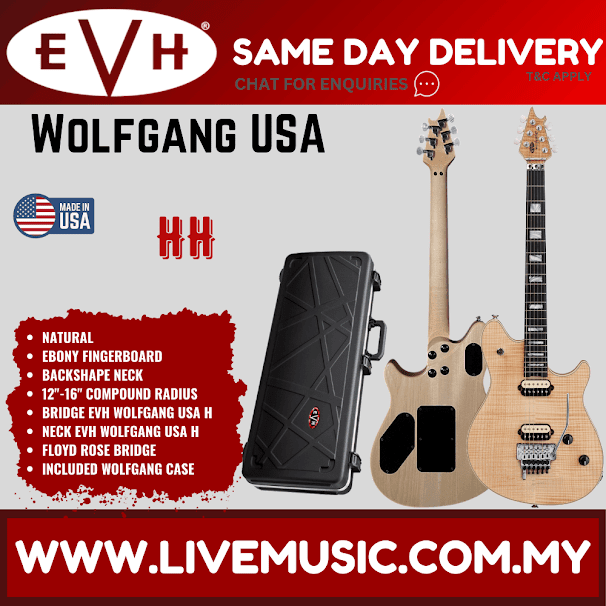 EVH Wolfgang USA Electric Guitar w/ 5A Flame Top, Ebony FB, Natural