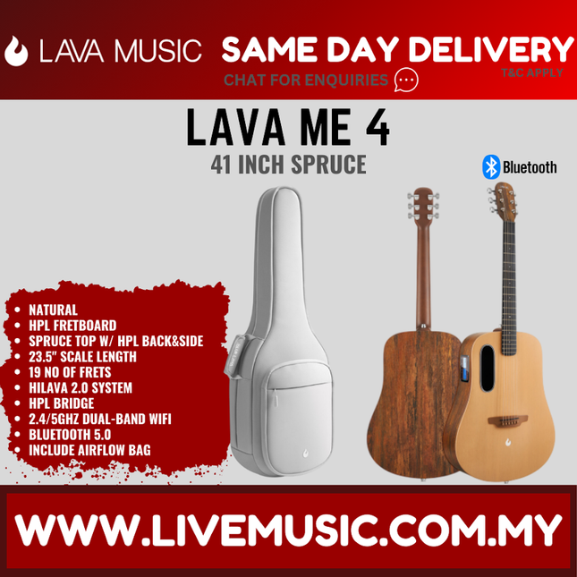 41-inch natural acoustic electric guitar with gray padded gig bag