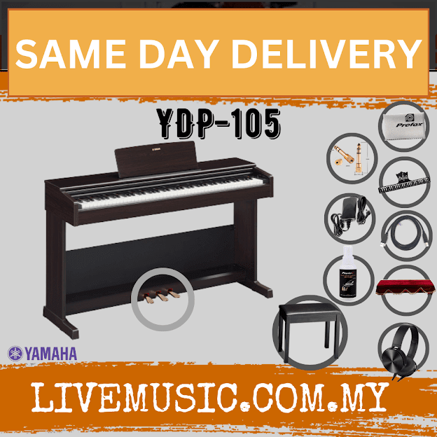 Yamaha Arius YDP-105 88-Keys Digital Piano with Headphone, Bench and Dust Cover - Rosewood / Black (YDP105 / YDP 105)