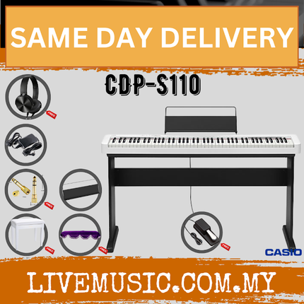 Casio CDP-S110 88-key Digital Piano & Headphone - White ( CDPS110 / CDP S110) Replace CDP-S100/CDPS100