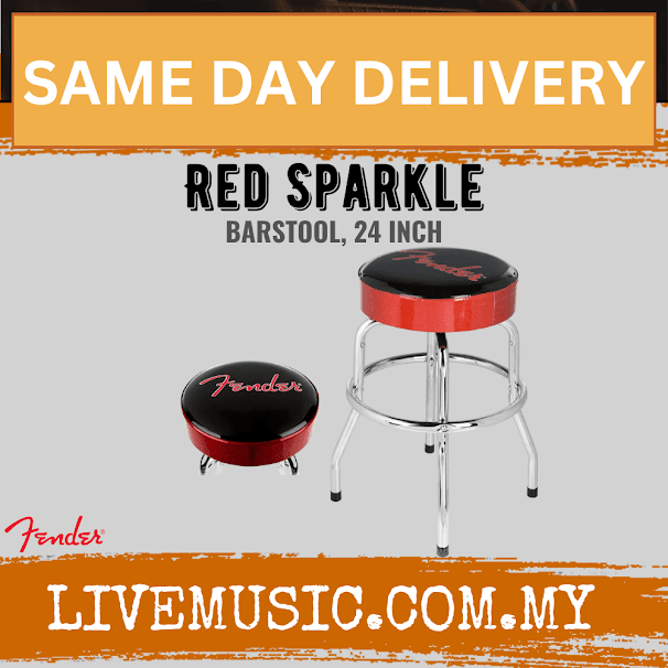 Fender 24 Inch Logo Barstool - Red and Black
