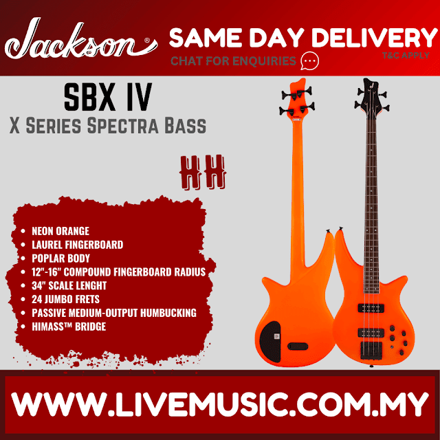 Jackson X Series Spectra SBX IV 4-String Bass Guitar, Laurel Fretboard - Neon Orange