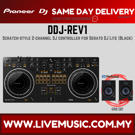 Pioneer DJ DDJ-REV1 2-deck Serato DJ Controller With Monitor Speaker And Bag - Black ( DDJREV1 / DDJ REV1 )