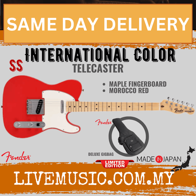 Fender Japan Limited International Color Telecaster Electric Guitar, Maple FB, Morocco Red