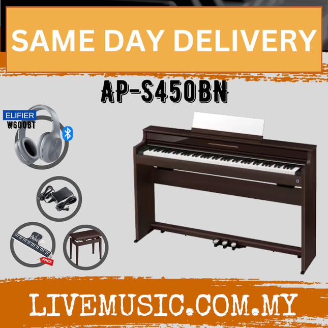 Casio AP-S450 Celviano 88-Keys Digital Piano with FREE Piano Bench and Headphone - Black / Brown / White (APS 450/APS450)