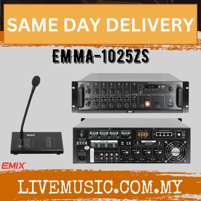 6-zone Bluetooth mixer amplifier with front/rear panels and bundled microphone