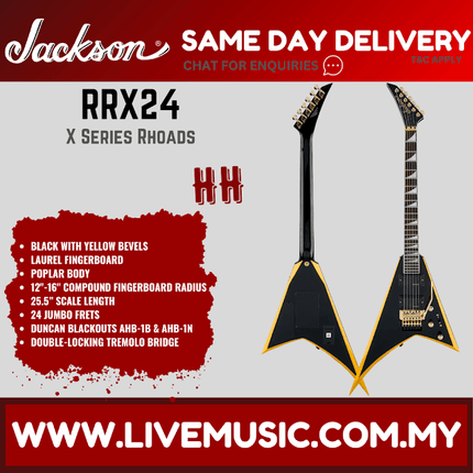 Jackson X Series Rhoads RRX24 Electric Guitar - Black with Neon Yellow Bevels (RR X24/RRX 24)
