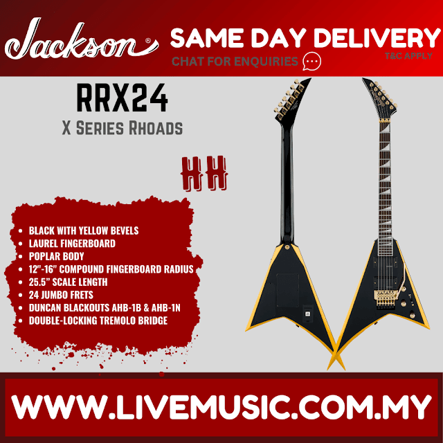Jackson X Series Rhoads RRX24 Electric Guitar - Black with Neon Yellow Bevels (RR X24/RRX 24)
