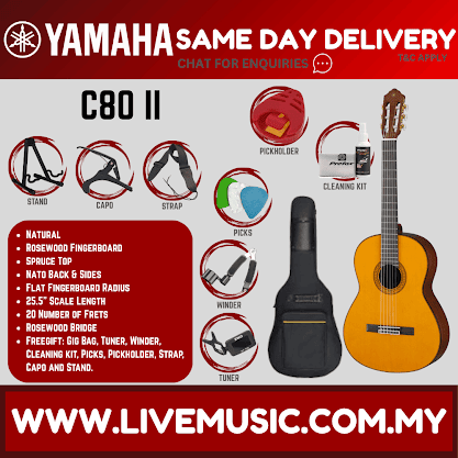 Yamaha C80 II Full Size Classical Guitar with Bag (C80II)