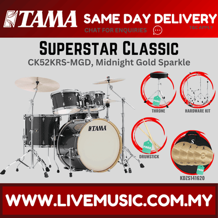 Tama Superstar Classic CK52KRS 5-Piece Drum Set With KDZS141620 Silent Cymbal Set - ( CK-52KRS )