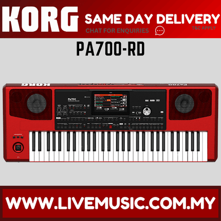 Korg Pa700 - 61 key Arranger Workstation with Free Adapter - Red (Pa-700)