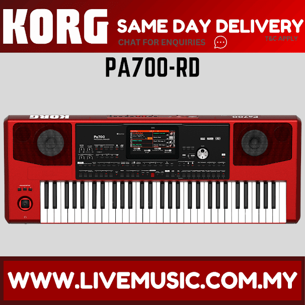 Korg Pa700 - 61 key Arranger Workstation with Free Adapter - Red (Pa-700)